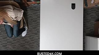 Hot blonde teen punished for shoplifting in uniform office