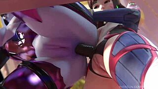 d va, mercy, and widowmaker explore a steamy lesbian encounter