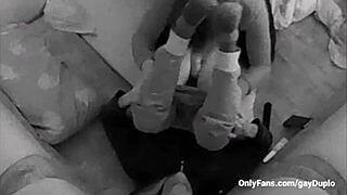Amateur gay couple caught in the act on hidden camera