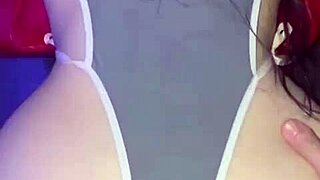 Wife bent over in doggystyle, teasing her old cuckold husband.