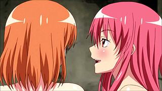 yachika and mia get fingered wet in hentai lesbian scene with cum on tits 😘