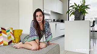 Natural European beauty flaunts her hairy and hairless assets