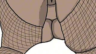 In this hentai, a black bbw is drawn bent over