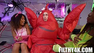 cosplaying stepmom gets into unexpected threesome with johnny love, naomi foxxx, and skyla sun