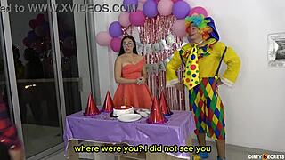 A young girl’s birthday is celebrated with a hot scene with her dad away at work