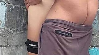 I pinned my brunette neighbor against the wall for a quick encounter