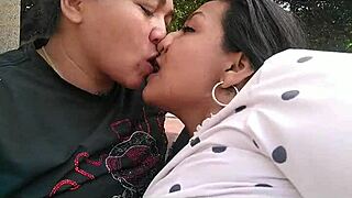 Hot and horny Colombian babes have outdoor sex
