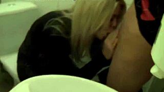 Blonde Couple's Wild Sex In Public Restroom Versus Private Desires