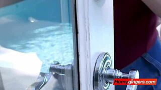 ginger edyn blair has her green lingerie stripped off for some oral fun