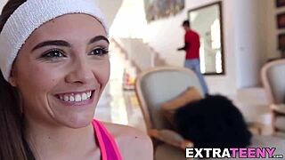 Petite teen Skye rides thick cock after hot blowjob