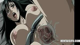 Busty teen gets a mouthful of cock in uncensored hentai