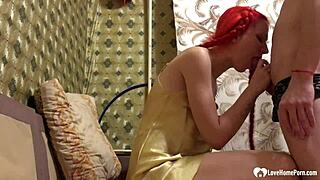 Redhead Stepsister Gets Hard Doggy Pounding!