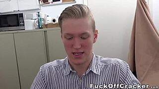 Cute guy feels every inch of fat black cock in office