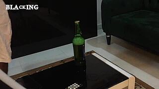 Behind scenes, Rainne and Raven lick balls and handjob cock.