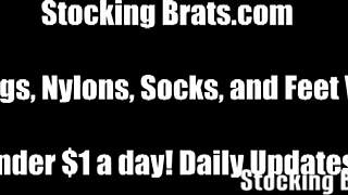 She keeps stockings on for femdom feet play