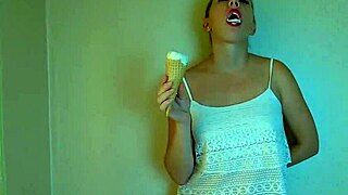 Fun With Ice Cream And Sloppy Blowjob, Who Is Tastier In Close Up Pov?