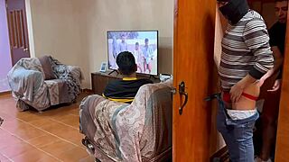 Unknown guy sneaks in to fuck with my boyfriend in the bedroom