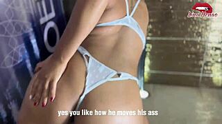 Wow, Lina Henao watches her own porn and sucks cock! She craves cum on face with hot joi.