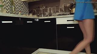 Amateur teen caught on kitchen spy cam wearing no panties