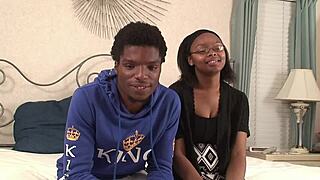 Skinny black beauty gets it hard in different positions by her boyfriend