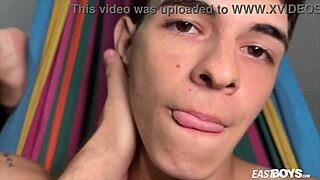 Valentin Bonett strokes a massive cock in steamy handjob.