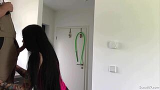 German teen 18+ gets wild, banging the repairman raw with no protection