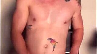 twink jerks off his big cock in the sunlight, feeling every inch