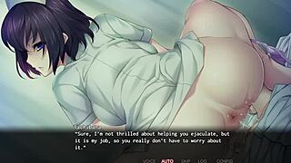 Tachibana the nurse gives a handjob and cumshot to her patient in this hentai hospital scene.