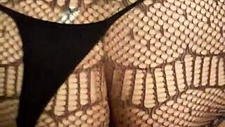 Intriguing poses in lingerie with bent over and doggystyle movements.