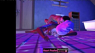 cartoon character gets dragged from shower and taken to bathroom floor