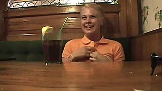 Watch the teen in braces rubbing in public