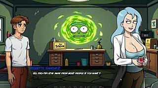 Morty's sister gets squirting in Demoniiums parody hentai game