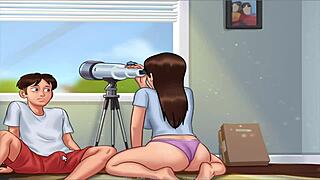 Animated porn game with commented gameplay: Busty hentai adventure