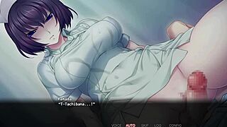 Tachibana the nurse gives a handjob and cumshot to her patient in this hentai hospital scene.