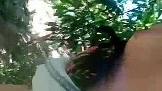 Femboy gets rough and tumble sex in public park and gets a creampie
