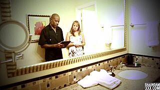 She teased with the shower head before getting bent over. This milf knows how to handle big interracial action!