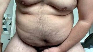 Gay guy masturbating hairy ass and cumming on belly