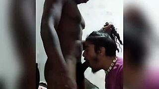 Wheelchair guy passionately sucks big black cock in public outdoor scene