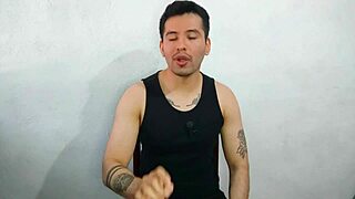 Gay twink gets his throat fucked by a big cock