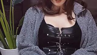 Cute Cat-Eared Ladyboy Masturbates Diligently