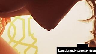 Sunny Lane boldly finger fucks her juicy wet pussy