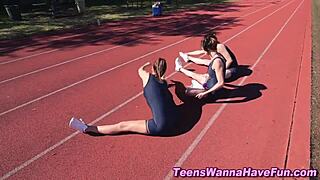 Finger Fucked Teen Lez in Wild Party Action with Friends