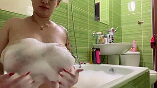 Real Hot Pregnant Teen with Big Boobs and Sexy Ass Bathes