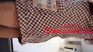 sexy chinese shemale xingzifei shakes her cute penis in shiny black stockings outdoors