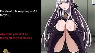 Kyoko dominates in this detailed femdom hentai scene from Danganronpa, featuring intense anime action.