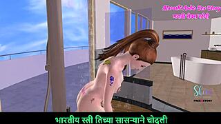 Intriguing 3D Cartoon of Cute Teen in Nude Shower with Marathi Audio