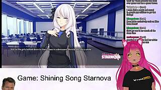 Petite Vtuber Lewdneko plays suggestive game in Shining Song Starnova Aki route