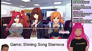 Petite Vtuber Lewdneko plays suggestive game in Shining Song Starnova Aki route