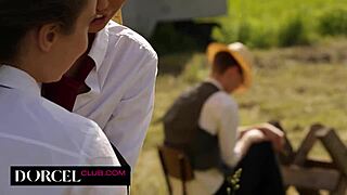 Dream trio turned wild with two gorgeous brunettes bent over for fun. They melted into a hot FFM session.