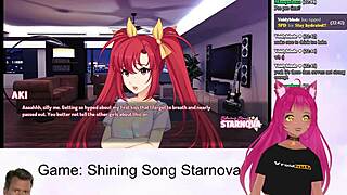 Petite Vtuber Lewdneko plays suggestive game in Shining Song Starnova Aki route